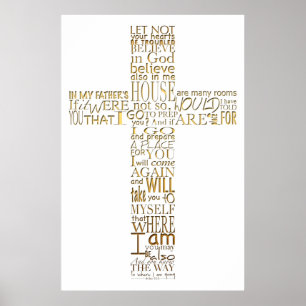 Christliches Cross golden Bibel Verses Poster