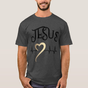 Christliches Design Jesus mit Herz und Herzschlag T-Shirt