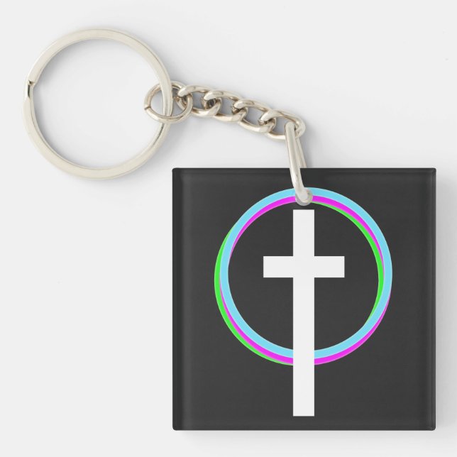 Christliches Dios Neon Circle Ring Feith-Logo Schlüsselanhänger (Vorderseite)
