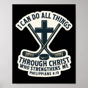 Christliches Eishockey Bibelvers Zitat Philipper Poster