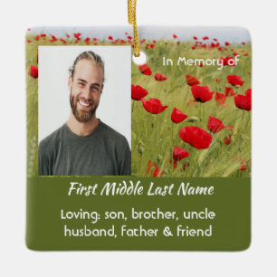 Christliches Erinnerungsandenken Feld roter Mohn Keramikornament