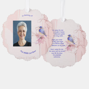 Christliches Erinnerungsstück Blaue Vogelgarten Ornament Karte