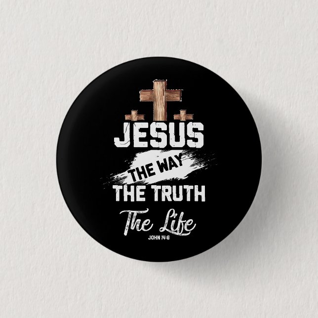 Christliches Faithcross Jesus The Way Wahrheit Leb Button (Vorderseite)