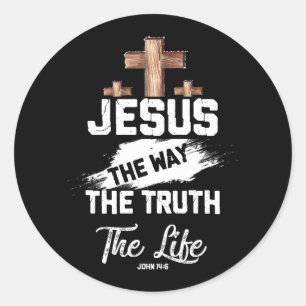 Christliches Faithcross Jesus The Way Wahrheit Leb Runder Aufkleber