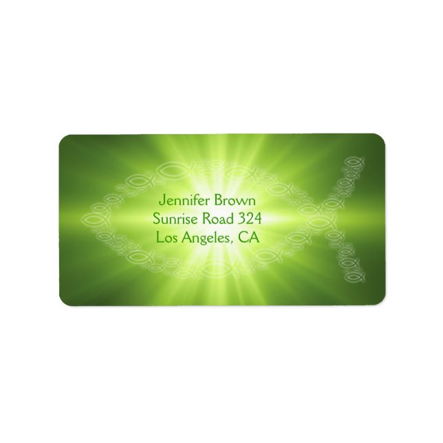 Christliches Fisch-Grüne Adressetikett (Vorne)