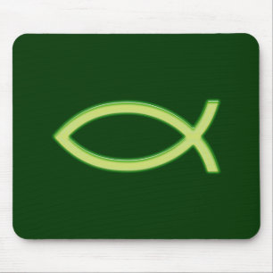 Christliches Fisch-Light Green Mousepad