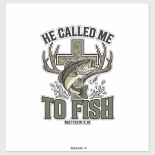 Christliches Fischdesign Er rief mich zum Fischen Aufkleber