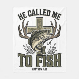 Christliches Fischdesign Er rief mich zum Fischen Fleecedecke