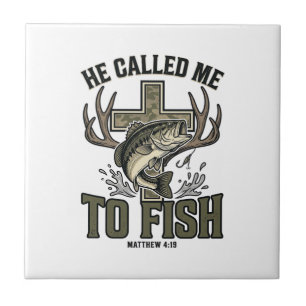 Christliches Fischdesign Er rief mich zum Fischen Fliese