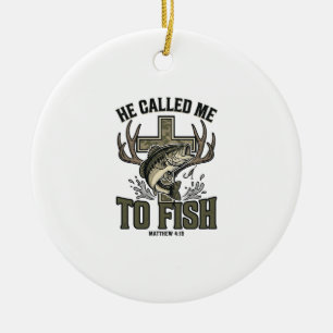 Christliches Fischdesign Er rief mich zum Fischen Keramik Ornament