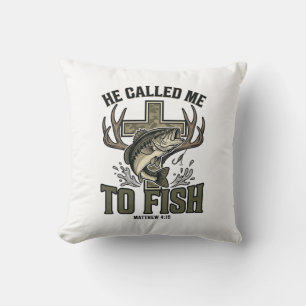Christliches Fischdesign Er rief mich zum Fischen Kissen