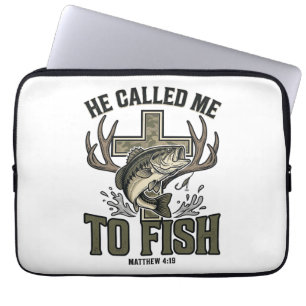 Christliches Fischdesign Er rief mich zum Fischen Laptopschutzhülle