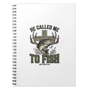 Christliches Fischdesign Er rief mich zum Fischen Notizblock
