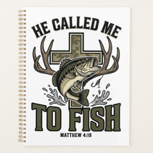 Christliches Fischdesign Er rief mich zum Fischen Planer