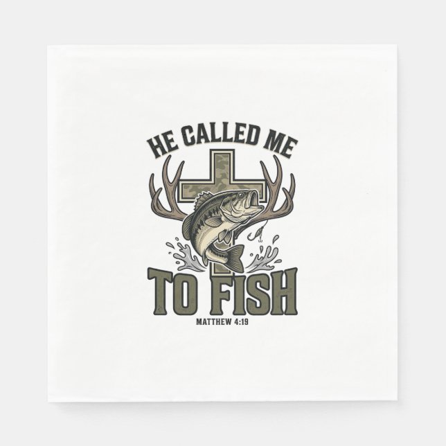 Christliches Fischdesign Er rief mich zum Fischen Serviette (Vorderseite)