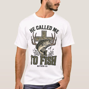 Christliches Fischdesign Er rief mich zum Fischen T-Shirt