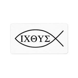 Christliches Fischsymbol ICHTHYS oder ICHTHUS Adressaufkleber