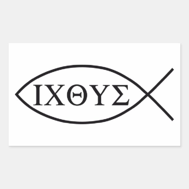Christliches Fischsymbol ICHTHYS oder ICHTHUS Rechteckiger Aufkleber (Vorderseite)