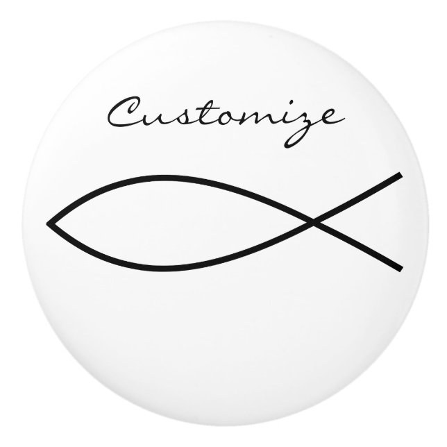 Christliches Fischsymbol Ichthys Thunder_Cove Keramikknauf (Vorderseite)