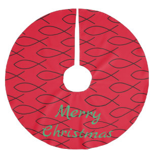 Christliches Fischsymbol Ichthys Thunder_Cove Polyester Weihnachtsbaumdecke