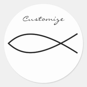 Christliches Fischsymbol Ichthys Thunder_Cove Runder Aufkleber
