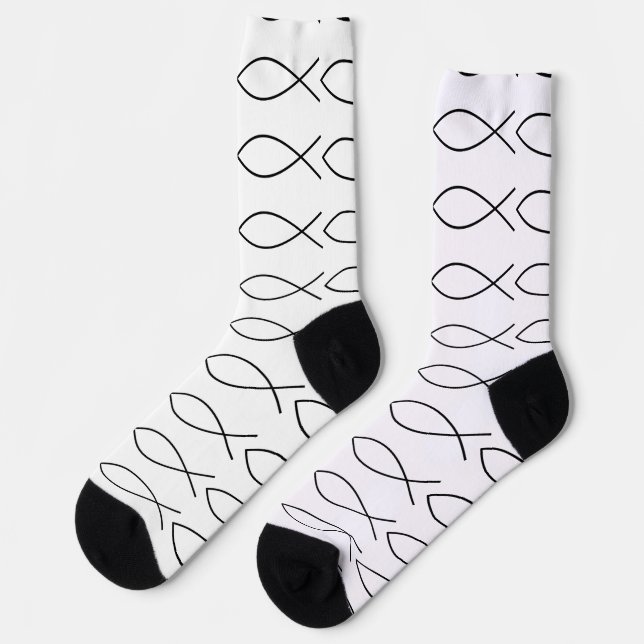 Christliches Fischsymbol Ichthys Thunder_Cove Socken (Linkes Detail)