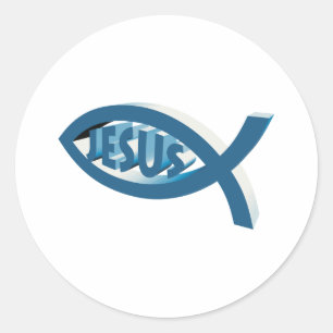 Christliches Fischsymbol - Jesus Scripting Runder Aufkleber