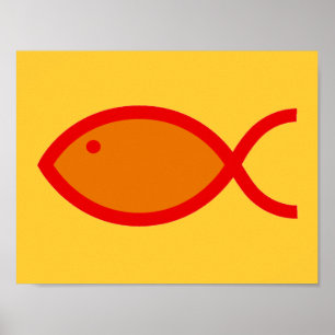 Christliches Fischsymbol - LOUD! Orange und Rot Poster