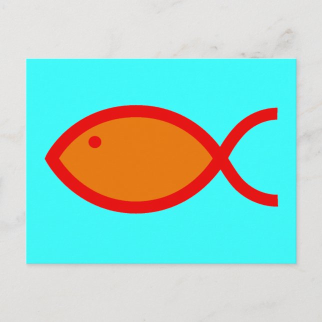 Christliches Fischsymbol - LOUD! Orange und Rot Postkarte (Vorderseite)