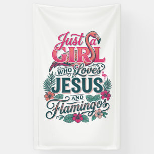 Christliches Flamingo Mädchen Vintage Banner
