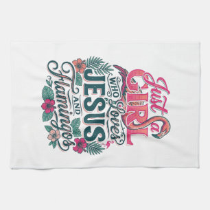 Christliches Flamingo-Mädchen Vintage Geschirrtuch