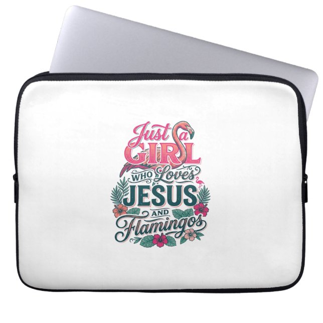 Christliches Flamingo Mädchen Vintage Laptopschutzhülle (Vorderseite)