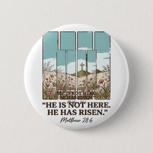 Christliches florales Kreuz Matthäus 28_6 Vintage Button
