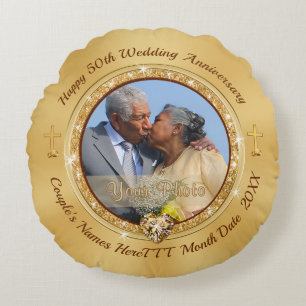 Christliches Foto, traditionelles 50-jähriges Ges Rundes Kissen
