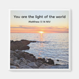 Christliches Foto von Sonnenuntergang und Meeresbi Magnet