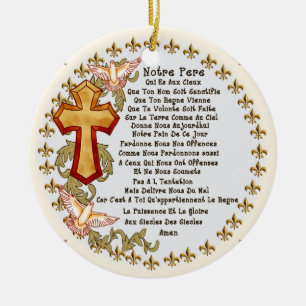 Christliches französisches Gebet des Herrn Keramik Ornament