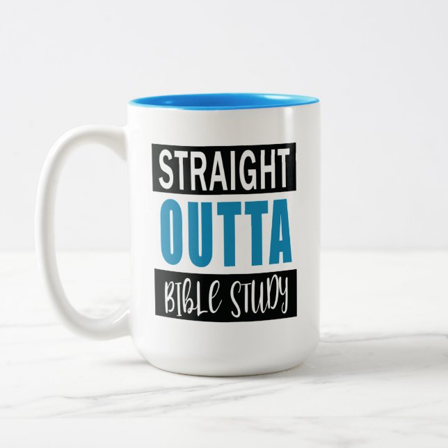 Christliches Funny Bible Study Zitat Blue Zweifarbige Tasse (Links)