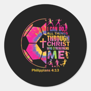 Christliches Fußball-T-Shirt Mädchen Teenager Kind Runder Aufkleber