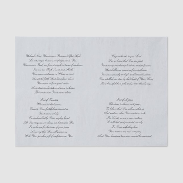 Christliches Gebet Decoupage Seidenpapier (Vorderseite)