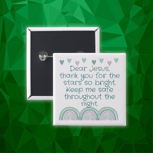 Christliches Gebet für Kinder Grün und Rosa   Button