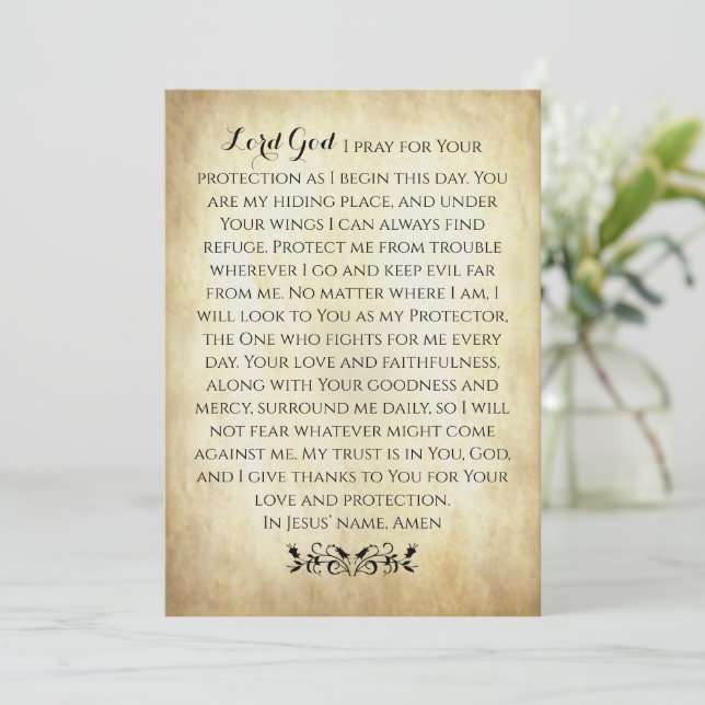 Christliches Gebet für Schutzflachkarte (Stehend Vorderseite)