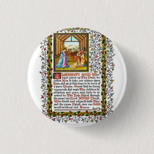 Christliches Gebet mit Nativity Button (Vorderseite)