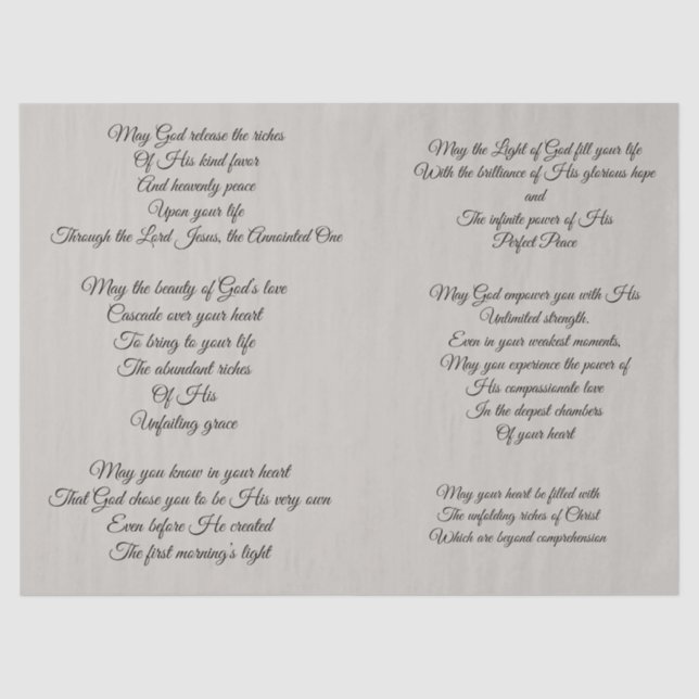 Christliches Gebete Decoupage Seidenpapier (Vorderseite)