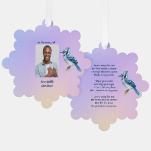 Christliches Gedenk-Aquarell Blauhäher-Garten  Ornament Karte