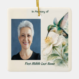 Christliches Gedenken  Kolibri Weiße Blumen Keramikornament