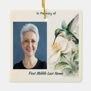 Christliches Gedenken Kolibri Weiße Blumen Keramikornament