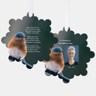 Christliches Gedenkfoto Blaue Vogelgarten-Vogel Ornament Karte