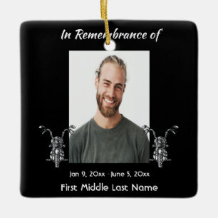Christliches Gedenkfoto Motorrad Biker Keramikornament