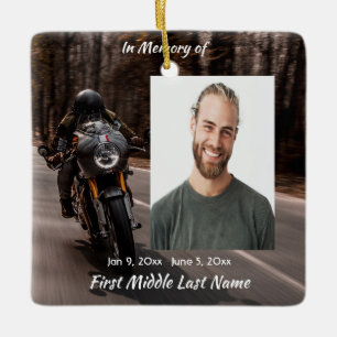Christliches Gedenkfoto Motorrad Biker Keramikornament