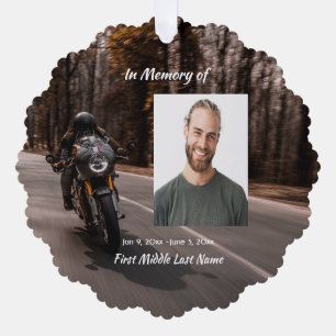 Christliches Gedenkfoto Motorrad Biker Ornament Karte